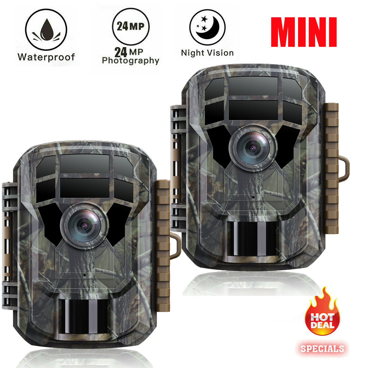 2Pack Mini Trail Camera 24MP 1080P Wildlife Scouting Hunting Cam Night Vision US