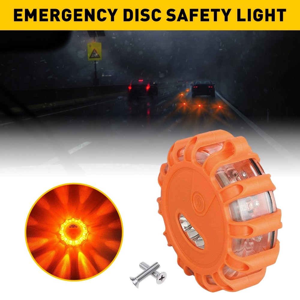 LED Road Flares Emergency Disc Safety Light Flashing Roadside Beacon Warning
