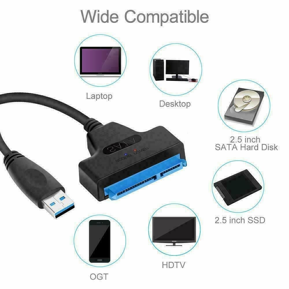 1PC SATA to USB 3.0 Cable USB to SATA III Hard Drive Adapter 2.5'' SSD HDD