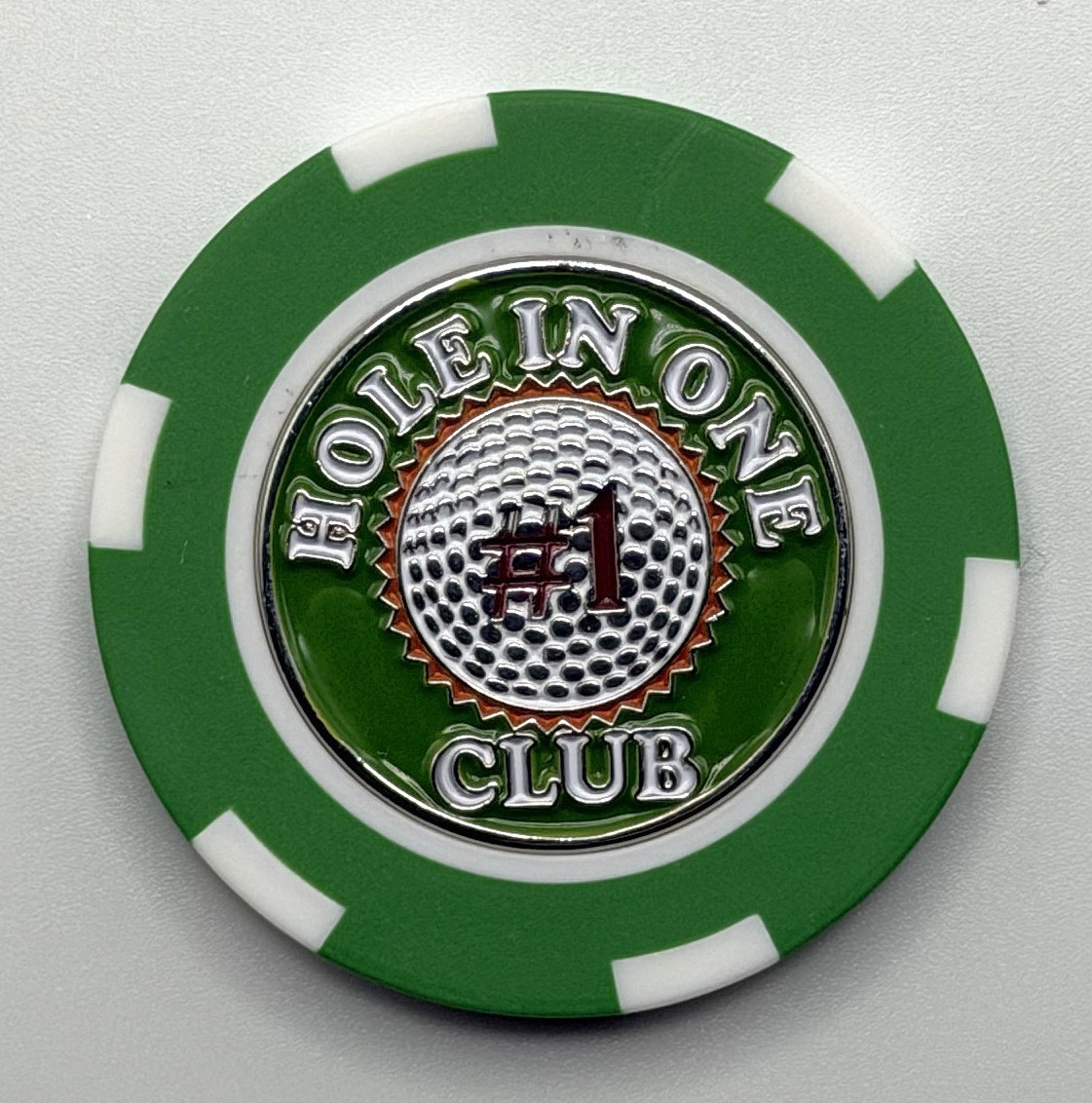 Hole in One Club Magnetic Poker Chip with removable Golf Ball Marker