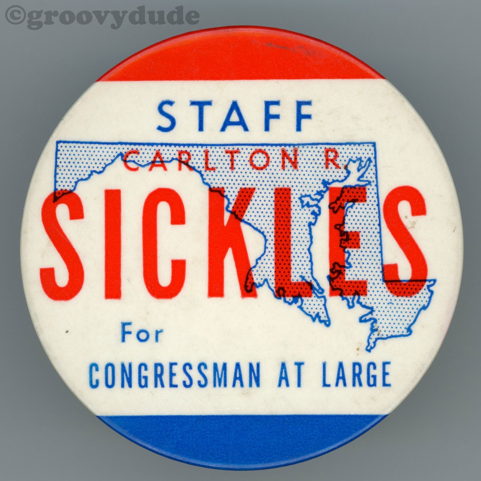 Carlton R Sickles Congressman At Large Maryland STAFF Campaign Pinback Button