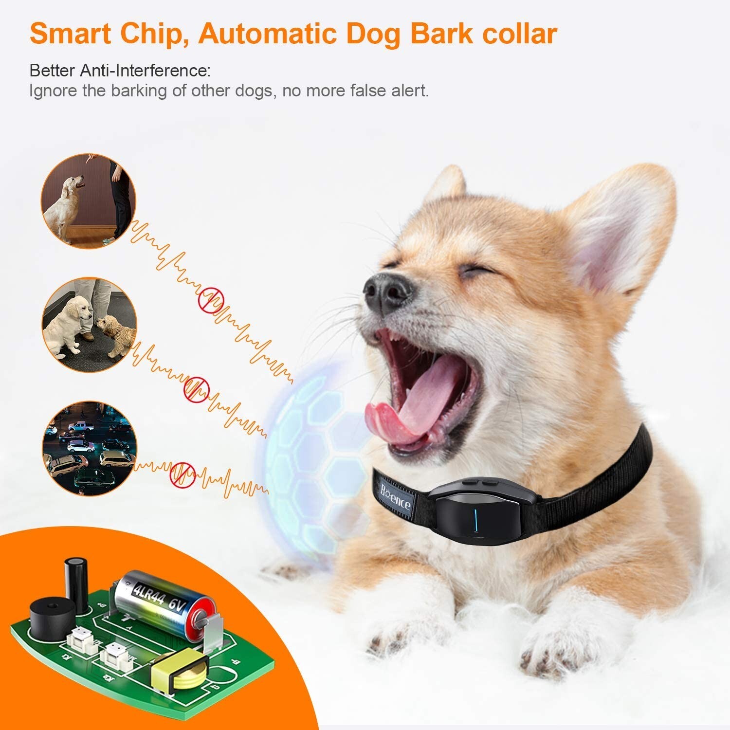 Boence Dog Bark Collar Effective No Barking for Small Medium Large Dog-Dark Blue