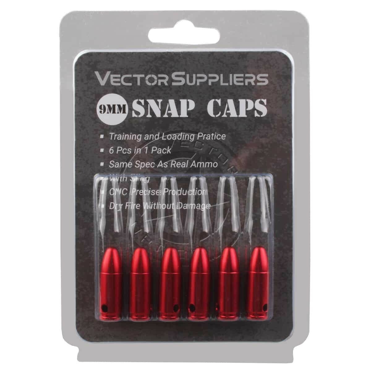 Vector Optics 9mm Luger Trainning Dummy Round Snap Caps, REAL SIZE!
