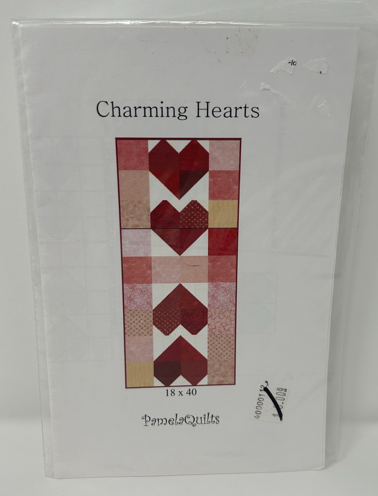 Pamela Quilts Pattern Charming Hearts 18x40" Uncut New Wall Hanging