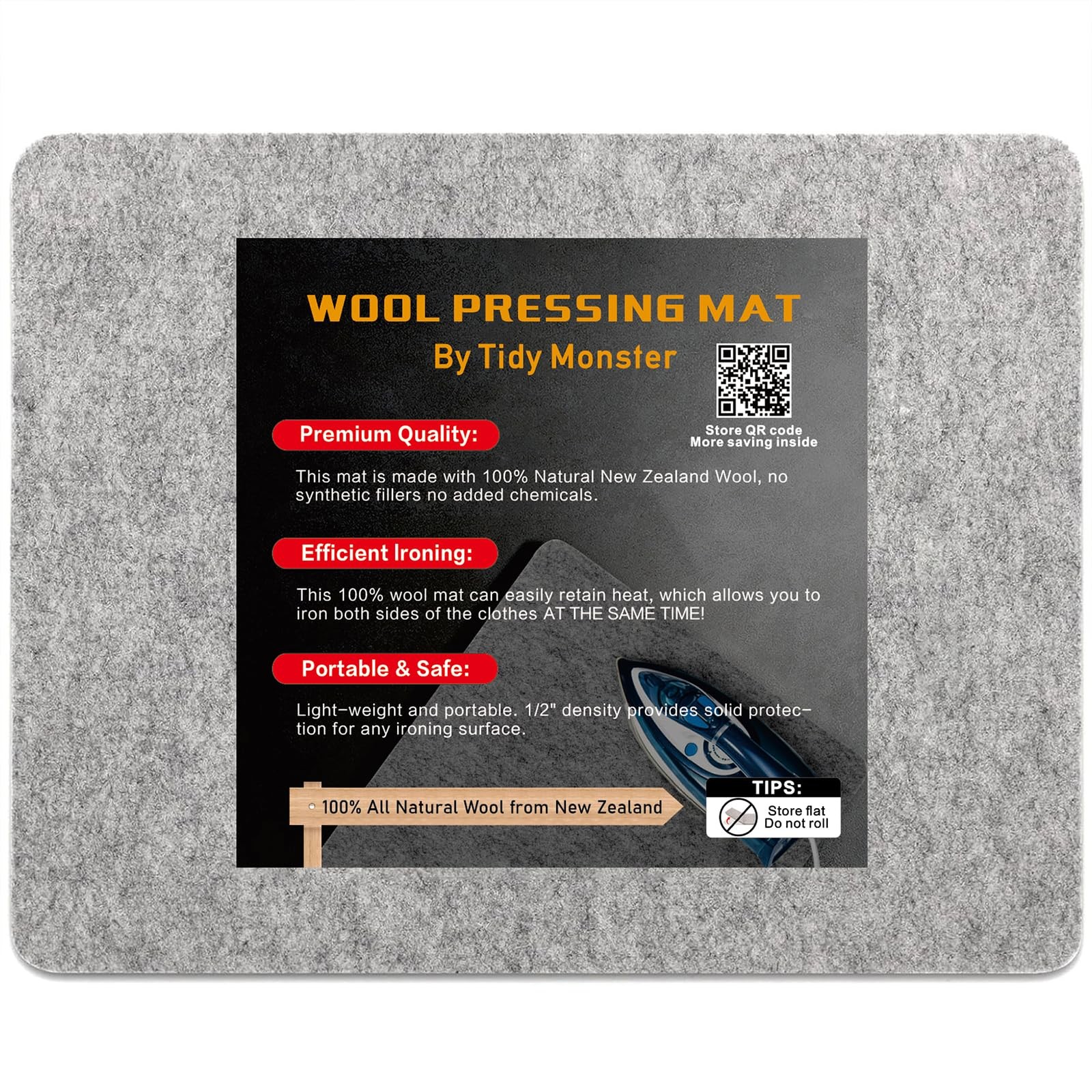 100% New Zealand Wool Pressing Mat 15x12 Inch Ironing Pad For Quilting and Sewin