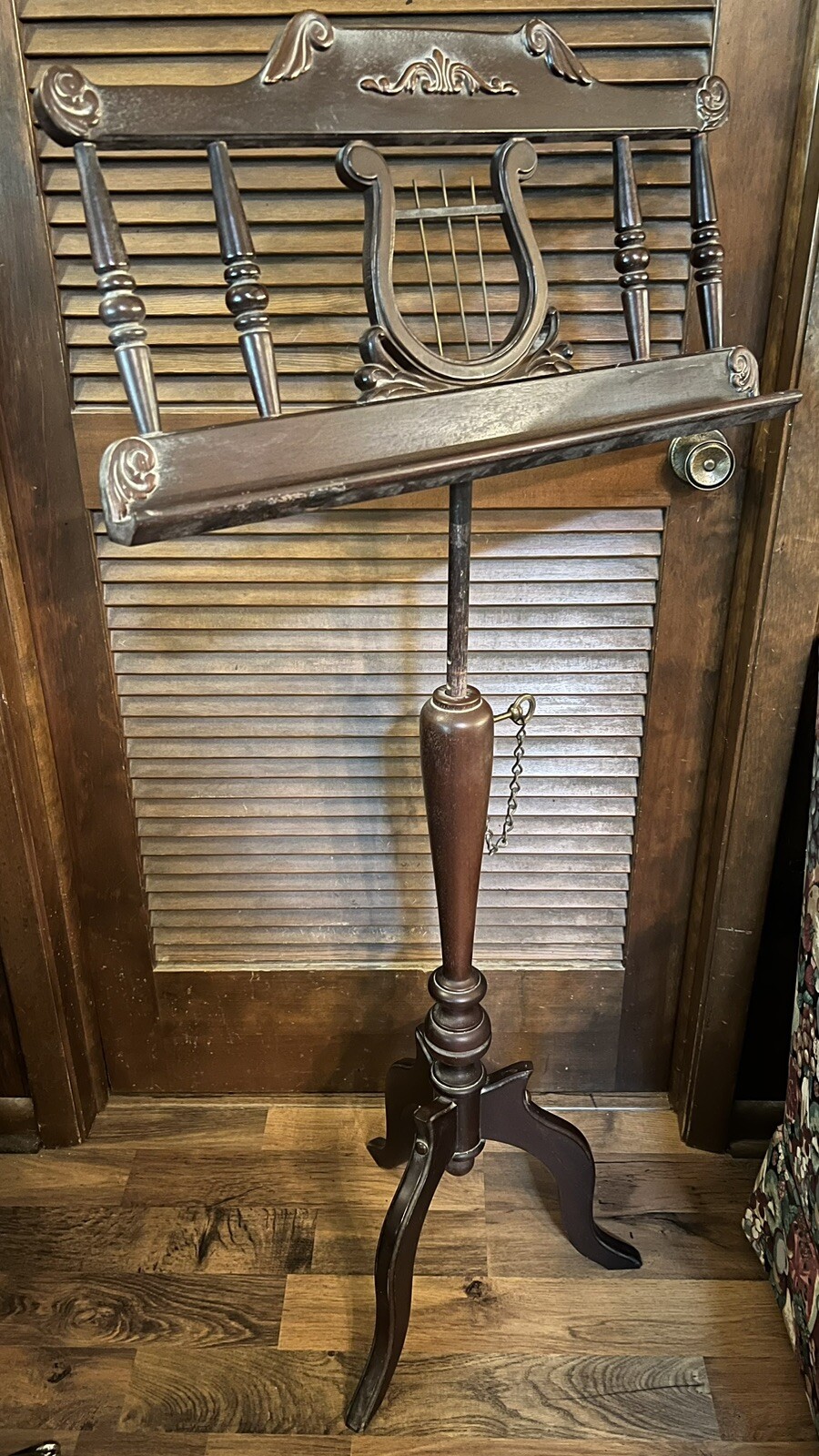 Antique Adjustable Wooden Wood Hand-carved Music Stand Carved Lyre Lire Harp