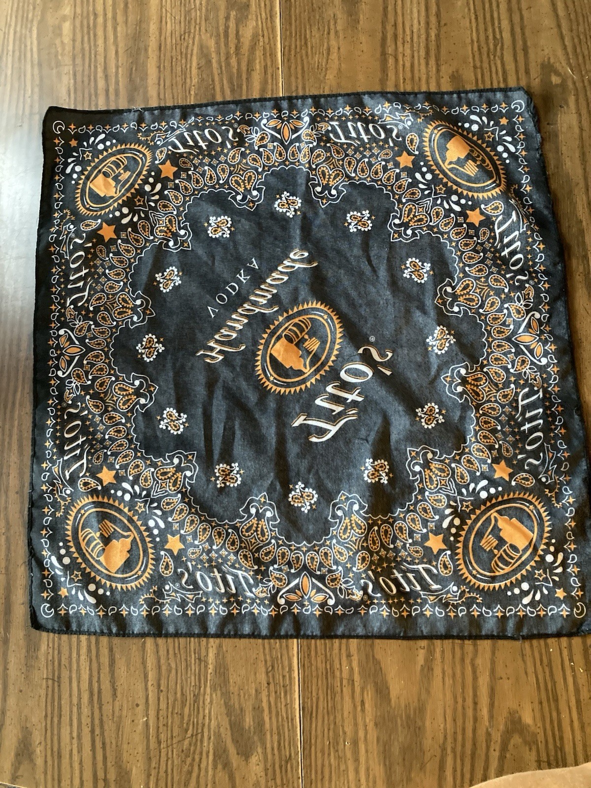 21” Square Titos Vodka Bandana Black/Orange Print Dog Bandana