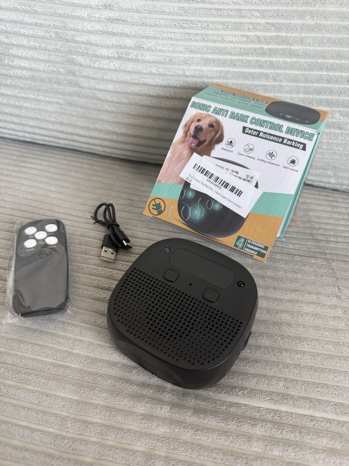 Ultrasonic Anti Barking Device Waterproof Type-C Rechargeable Remote Control