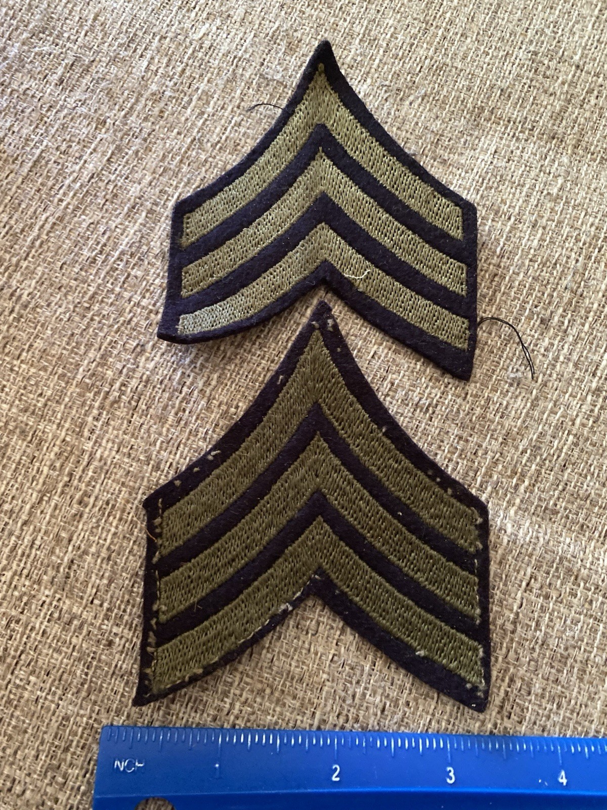 Pair Of WWII Army Felt Sergeant Enlisted Rank Patches INV16744
