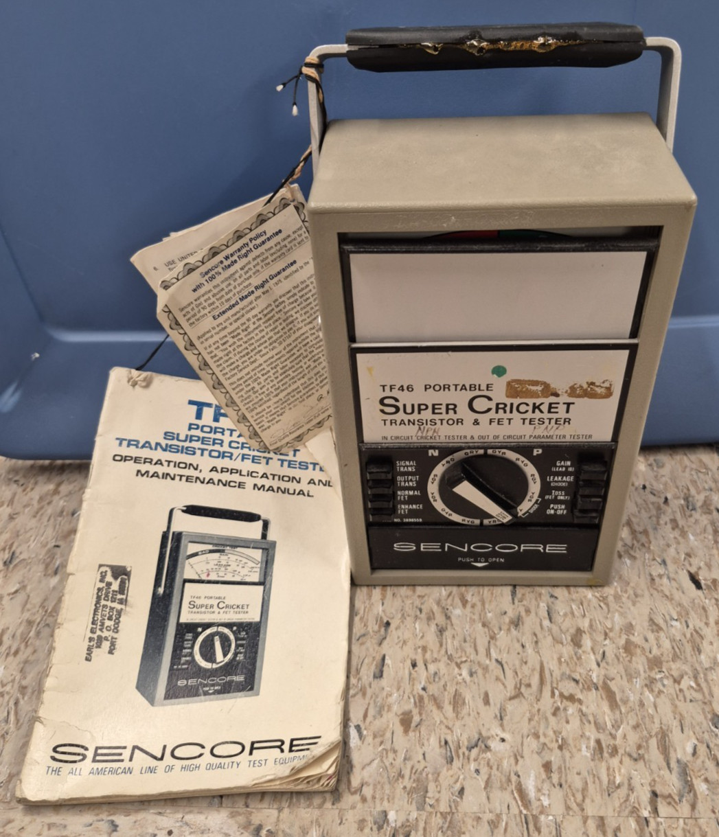 Vintage Sencore TF46 Portable Super Cricket Transistor & Fet Tester Untested