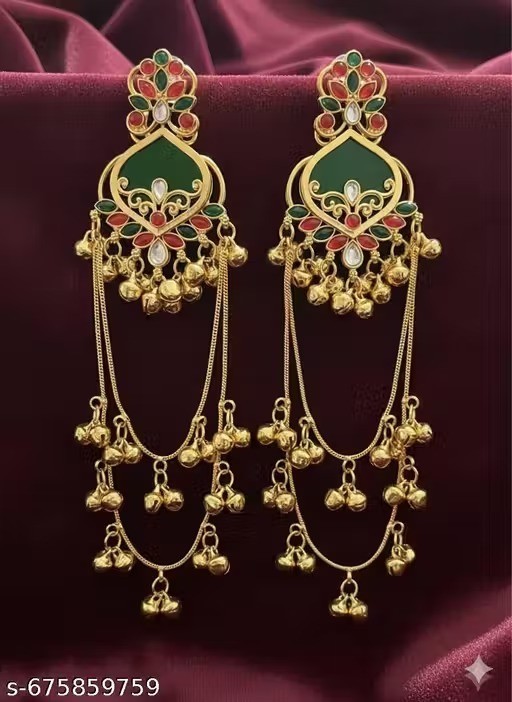 Kundan Jhumka Earrings Indian Gold Plated Bollywood Style Jewelry Set