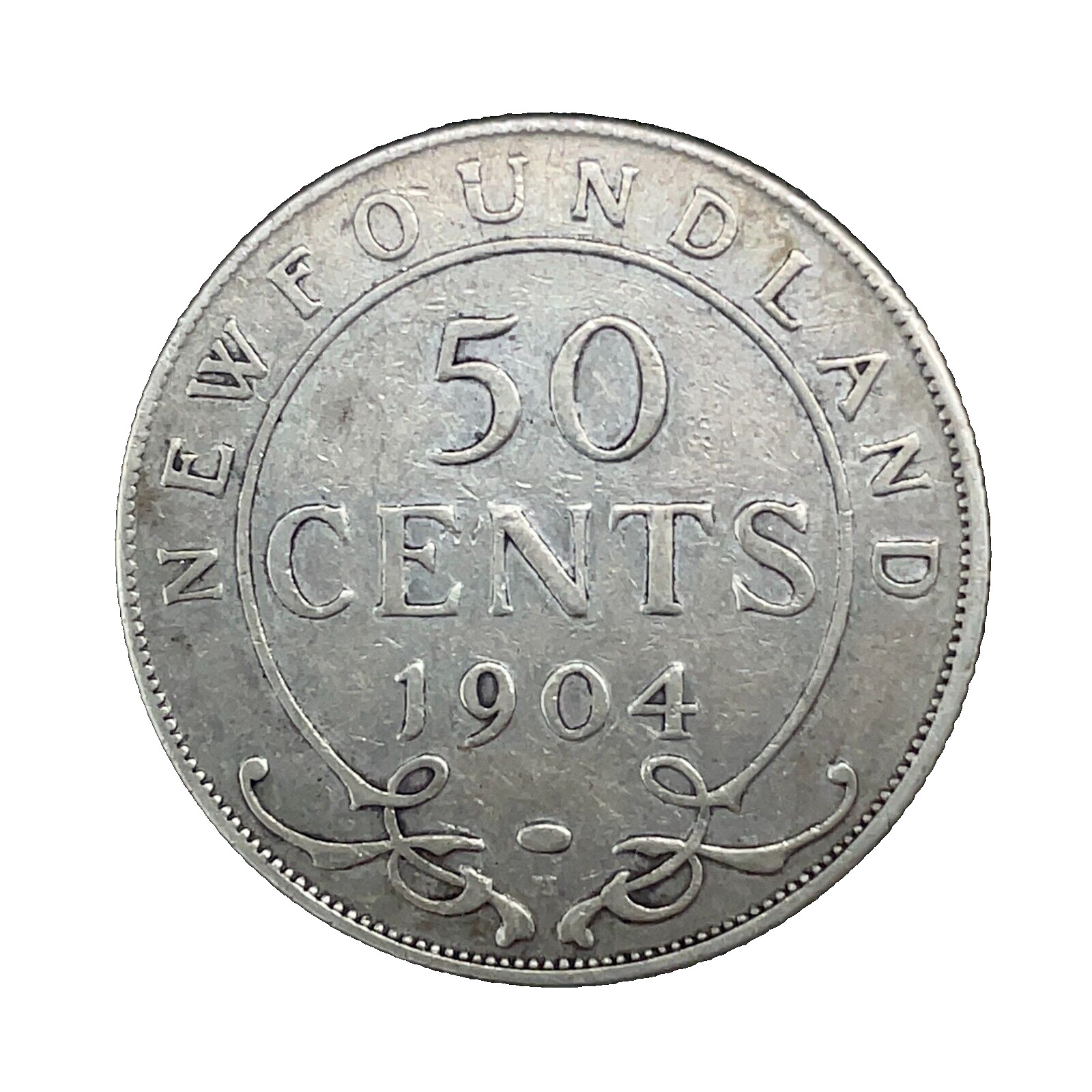 1904H CANADA Newfoundland Antique Silver 50 Cents Coin UK King Edward VII KM #11