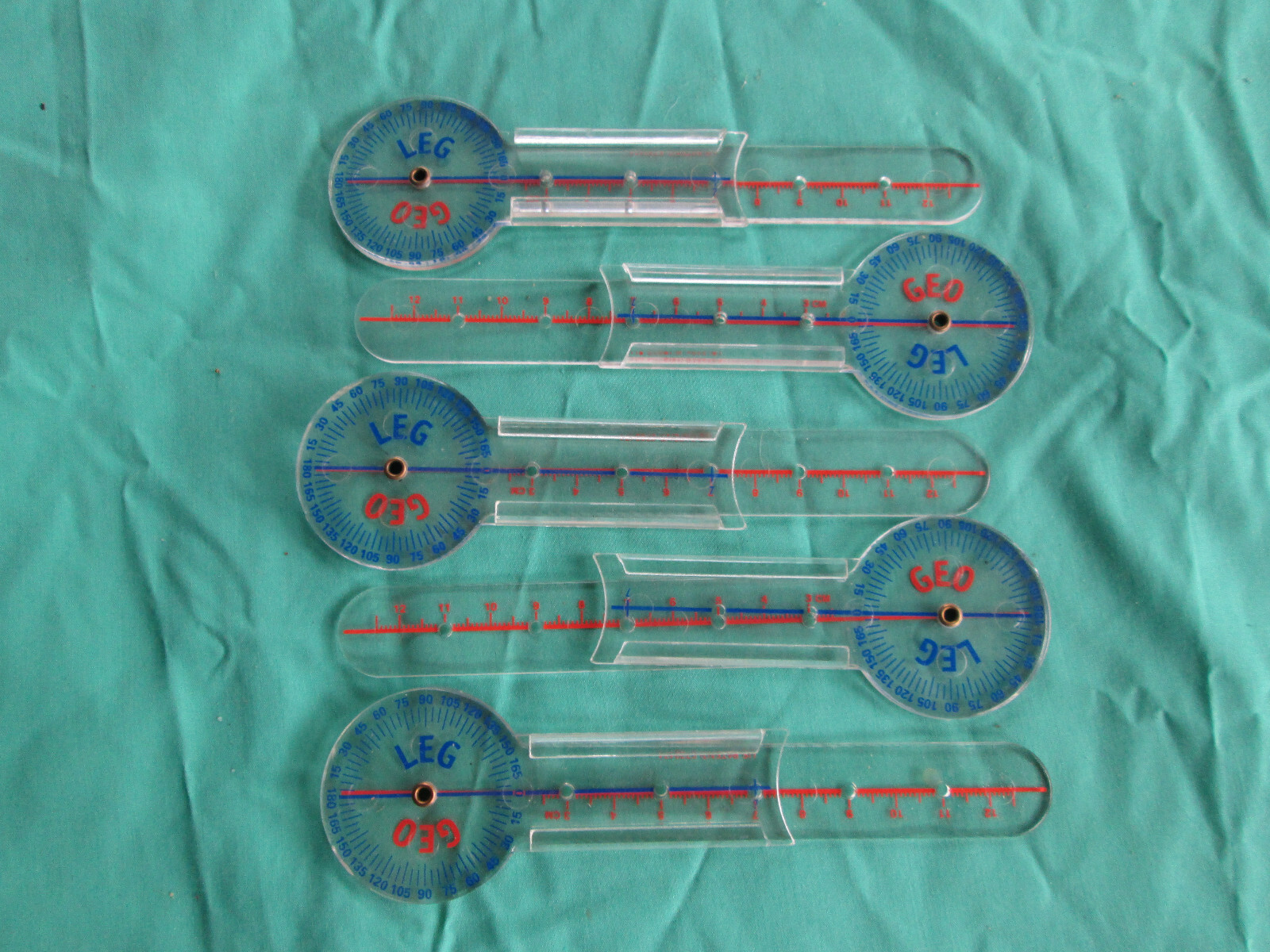 5 GeoLeg Math Tool Manipulative Protractor Compass Ruler All In One Goniometer