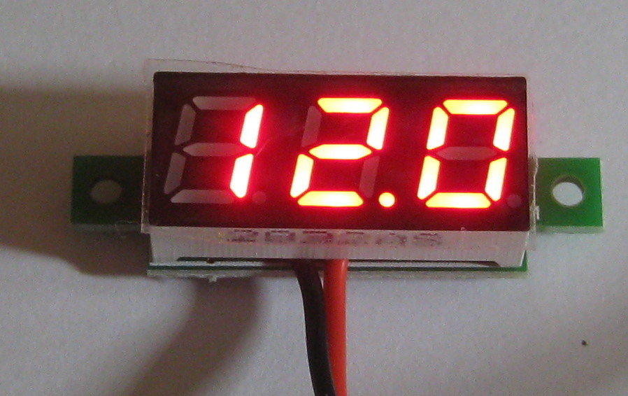 Self Powered DC Panel Mount Mini Voltmeter - 2.5 to 30 VDC Meter - Red .28" Digi
