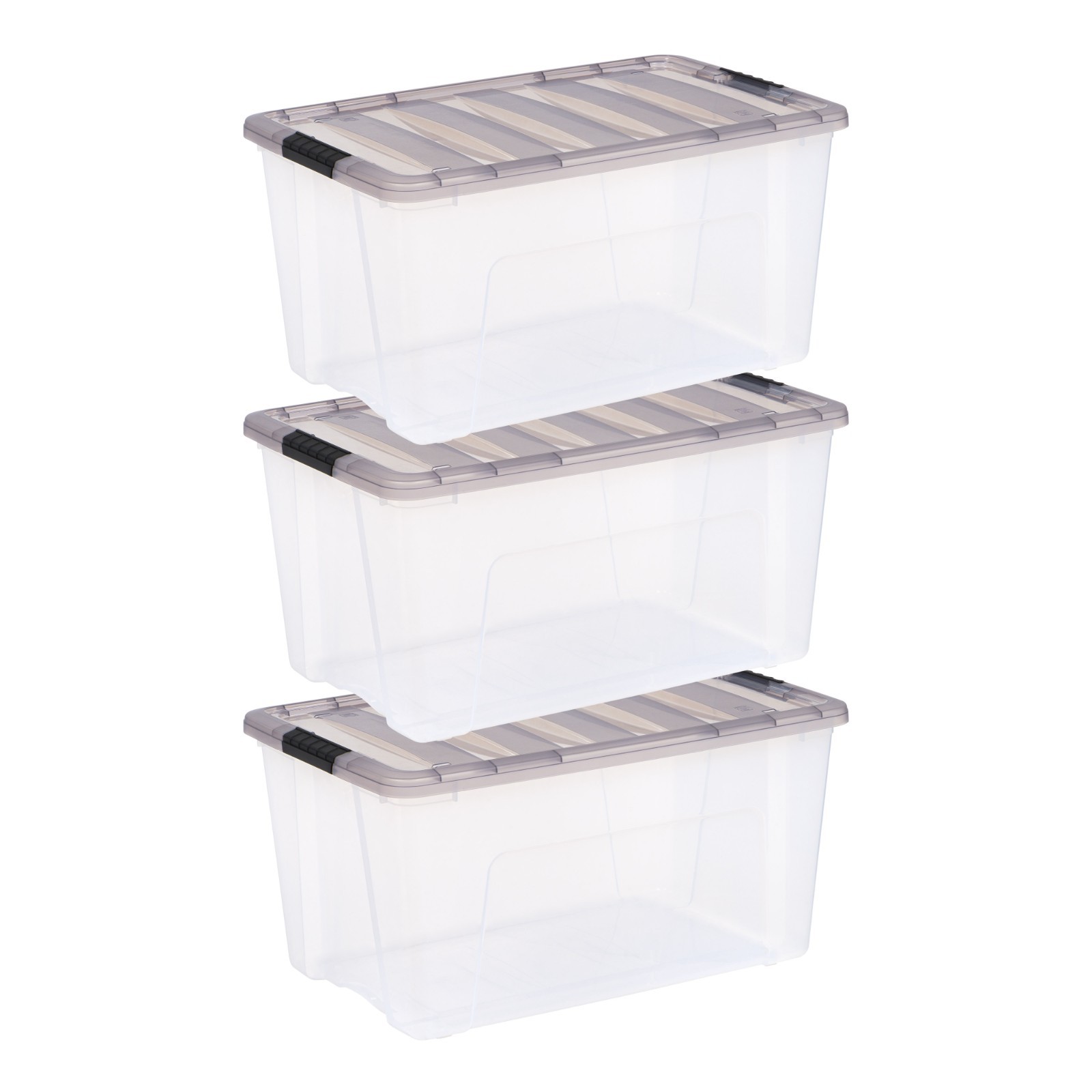 IRIS 72 Qt Plastic Storage Bins with Lids Stackable Totes 3 Pack
