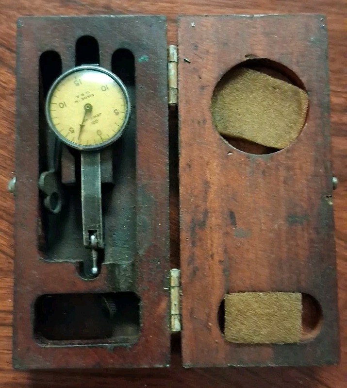 Vintage Federal Testmaster T-1 Jeweled Dial Indicator Wooden Box .001