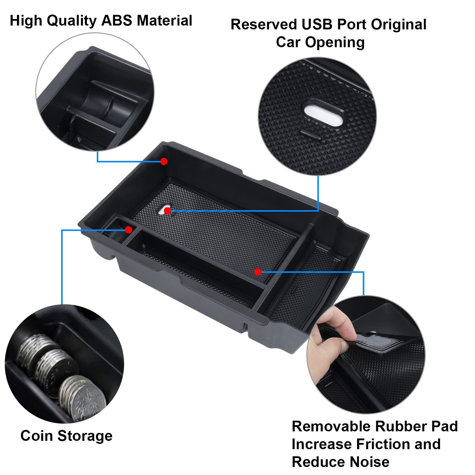 Neepiar Center Console Organizer 1 Pcs Organizer, Black