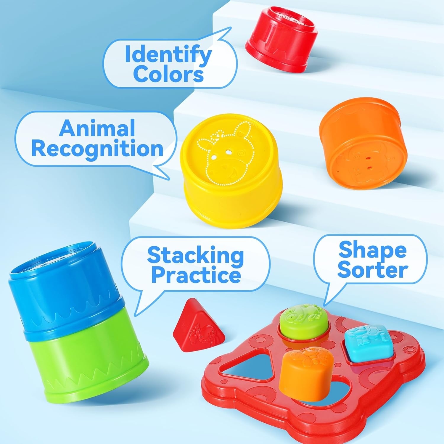 Stacking Castle Toy for Toddlers – 18-Piece Nesting & Sorting Playset