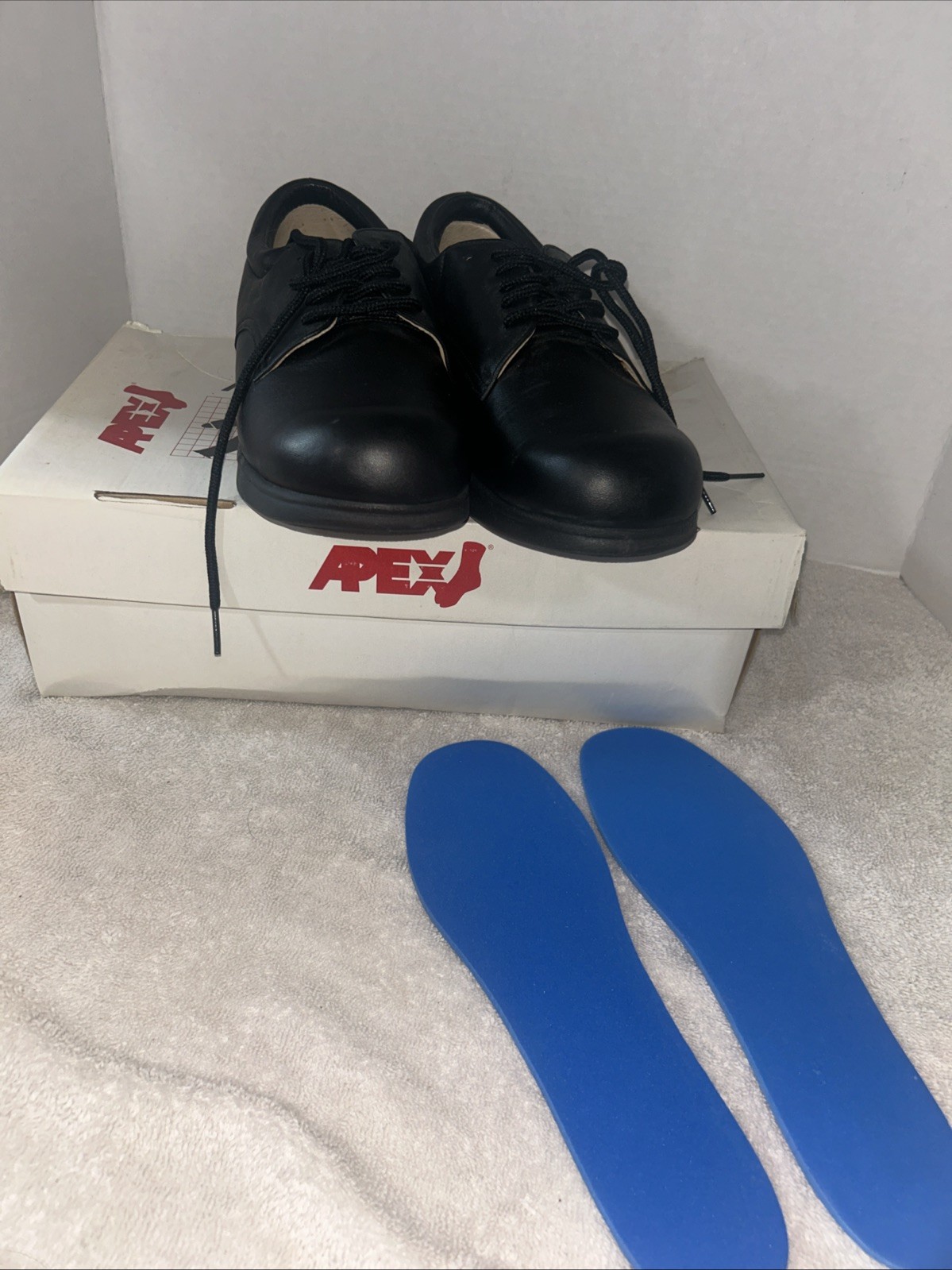 Apex Anti Shock Diabetic Shoes Ambulator Biomechanical Black Leather 8 1/2