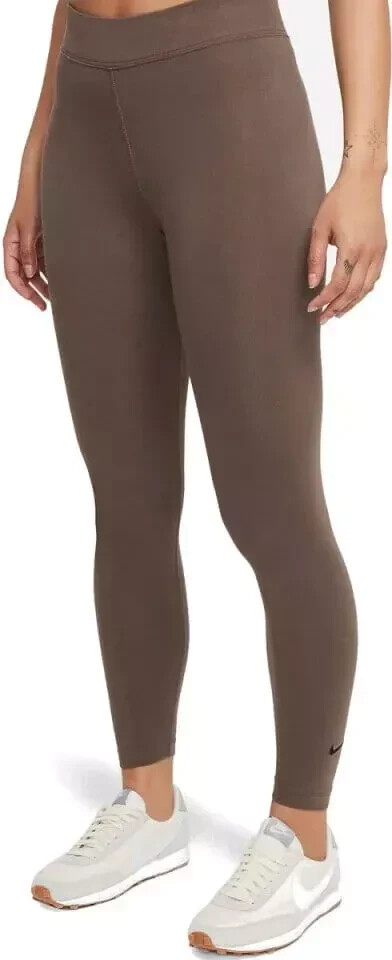Sz Small NIKE Women NSW Essential 7/8 Mid-Rise Leggings Brown CZ8532 004 - New
