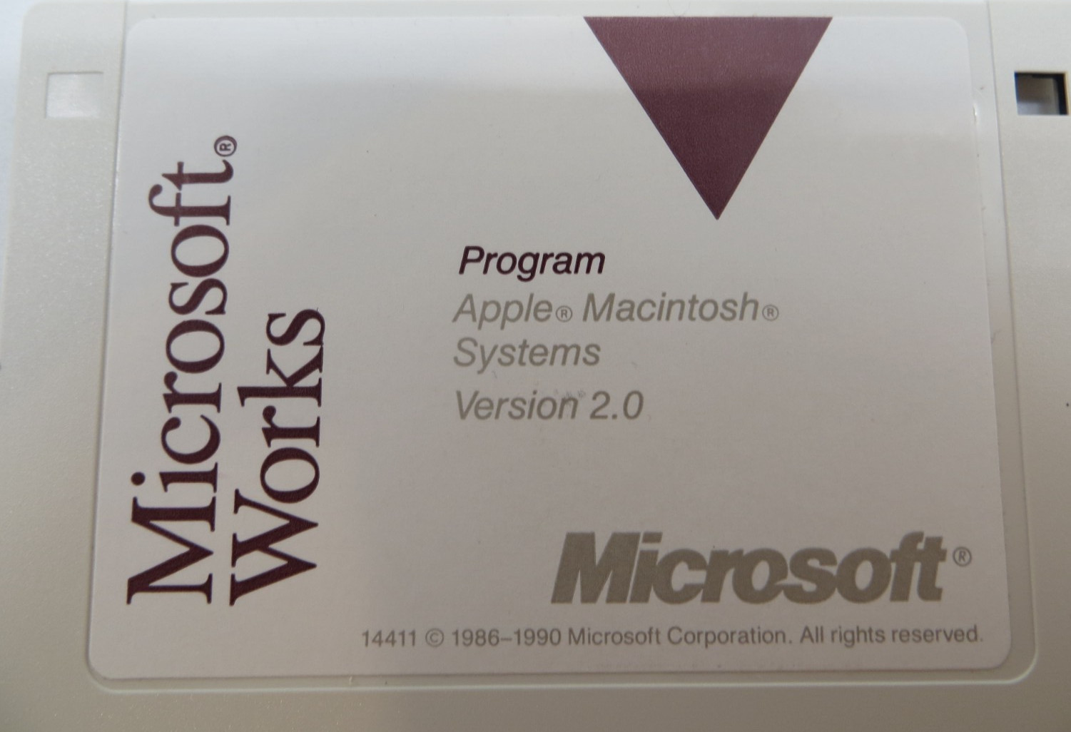 Microsoft Works Version 2.0 3.5" Floppy Disks for Apple Macintosh Computers 1990