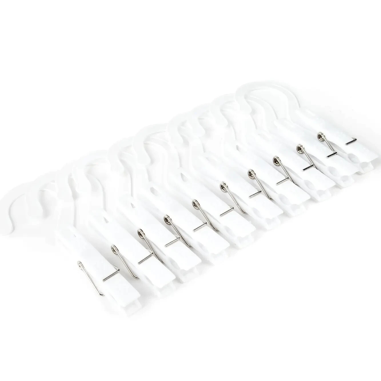 Fox Run Laundry Hooks Clips Clothespin Hangers Plastic White 10 Count, 2-Pack