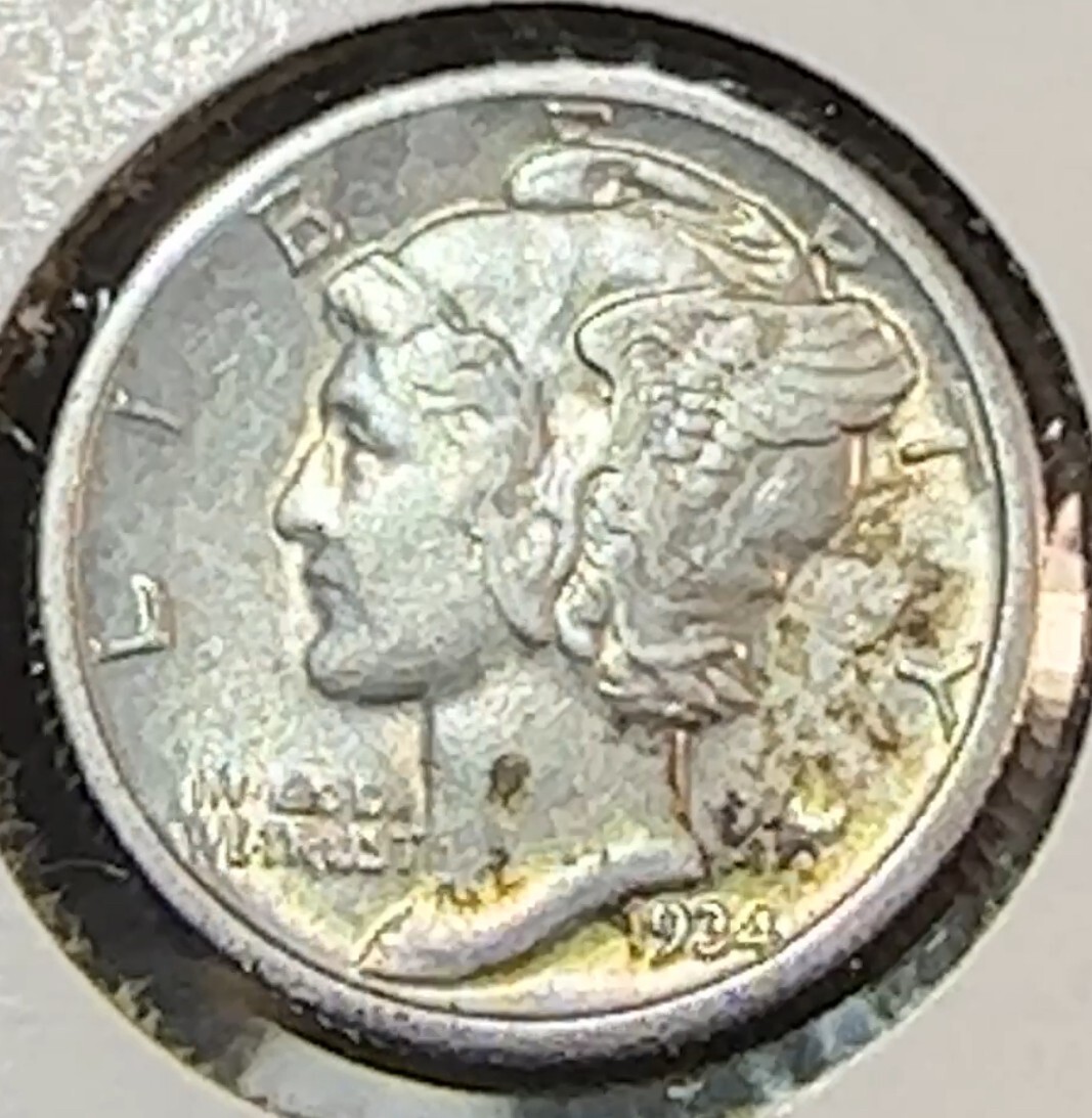 1934 Mercury Dime Nice Original Very Choice AU CHRC