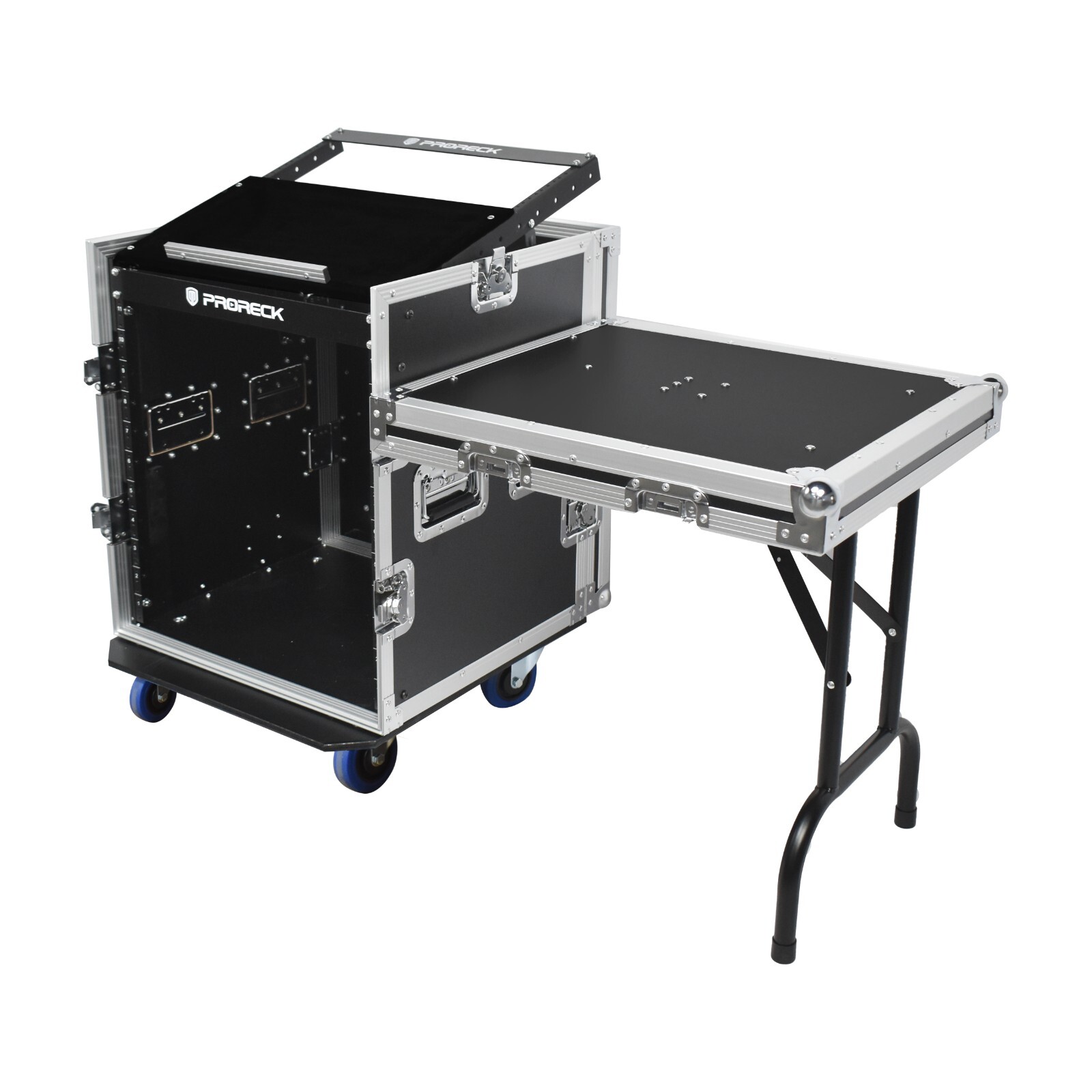 Proreck 12U Rack Case With Slant Mixer Top, 20'' Depth, side table