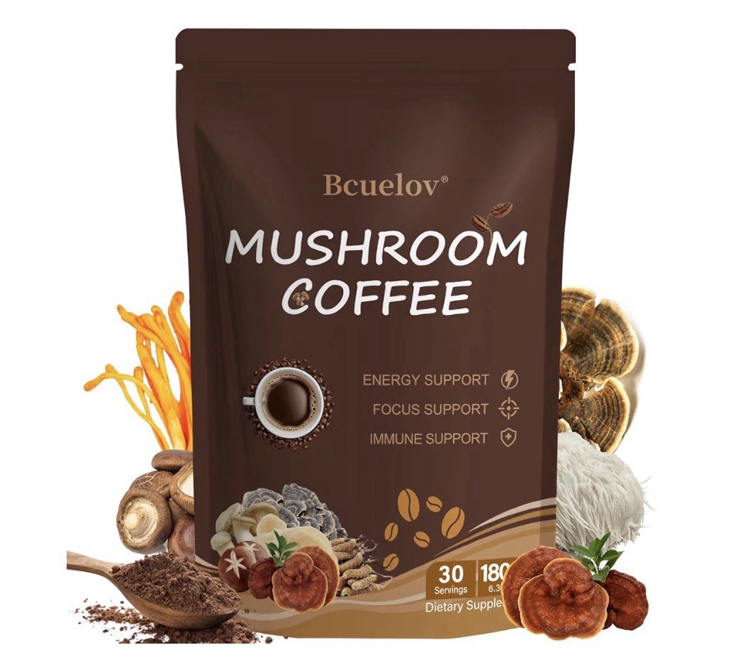 Bcuelov Mushroom Coffee Instant 6 Mushrooms 180g 30 Servings Vegan Gluten Free
