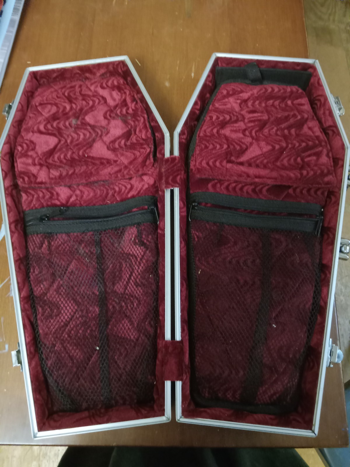 Coffin Case Drumstick Case Hard Shell Black with Red Lining see photo descript