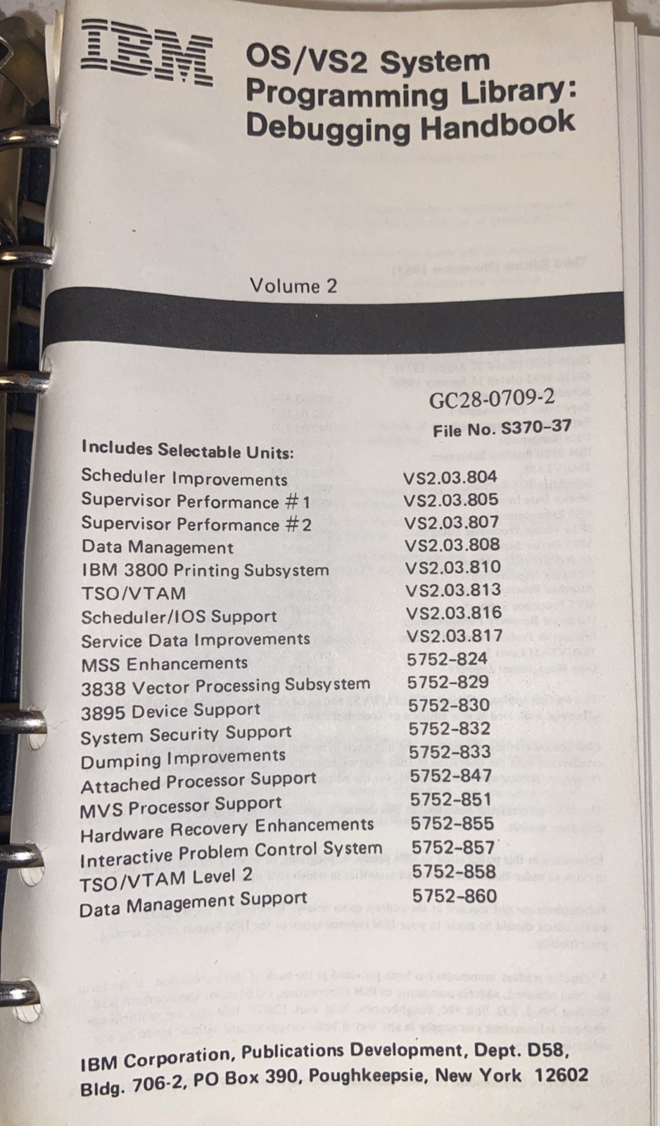 1983 IBM Field Engineering Handbook System OS/VS2 Volume 1,2,3 Reference Summary