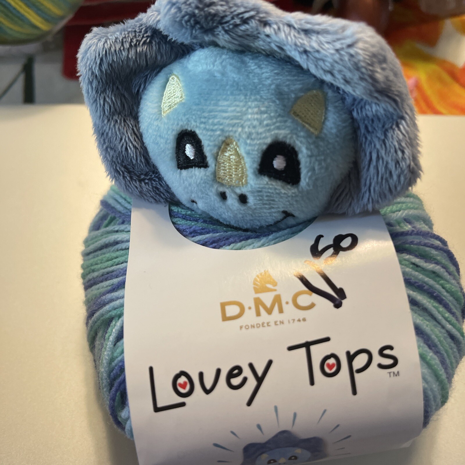 DMC Top This Knitting Hat Kit 2016 Triceratops Pattern Inside Pacifier Clip