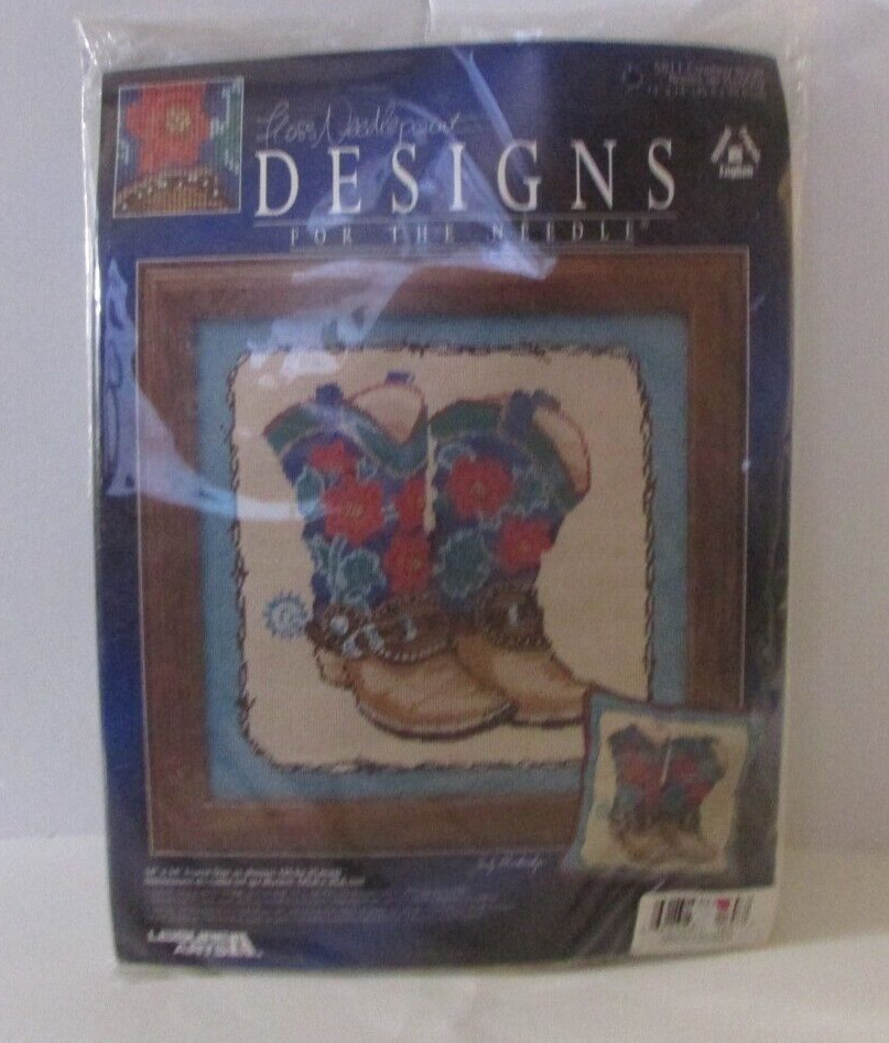 Leisure Arts Needlepoint  Kit #5811 Embroidery Cowboy Boots Full Color