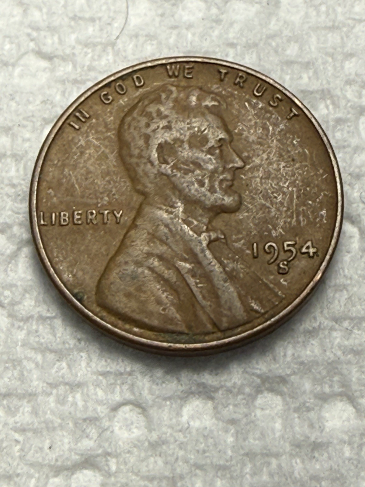 1954 S LINCOLN WHEAT PENNY (Error - S Touching Date)