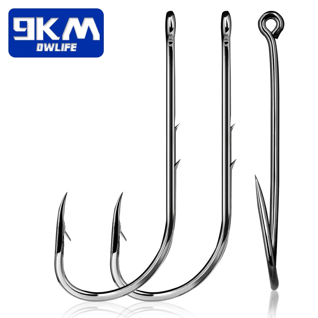 9KM Fishing Hooks Worm Hooks High Carbon Steel 13.5mm~54.5mm for Baitholder Hook