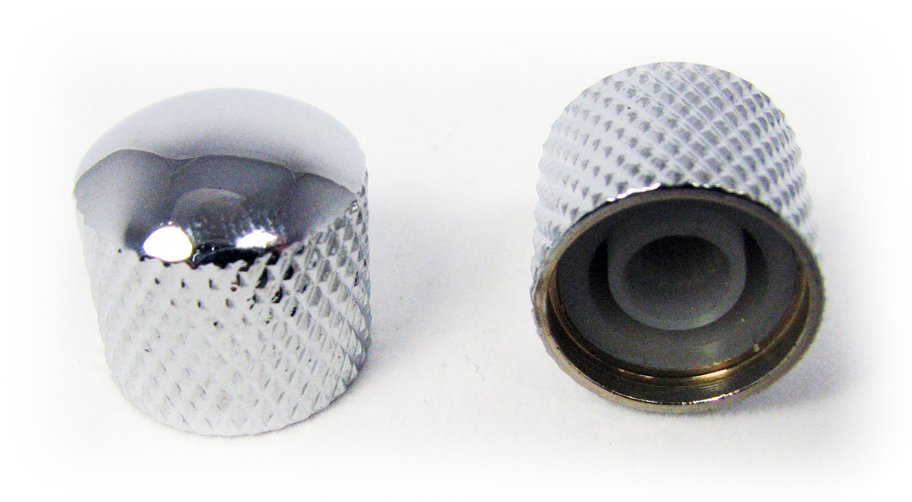 2-pack Chrome Press-Fit Dome Knobs for Guitar/Cigar Box Guitar & more!