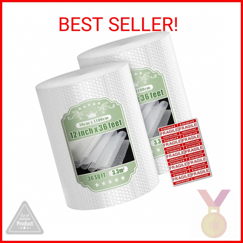 ROUND RICH 2 Packs Bubble Roll Made in USA - Bubble Packing Wrap for Moving and