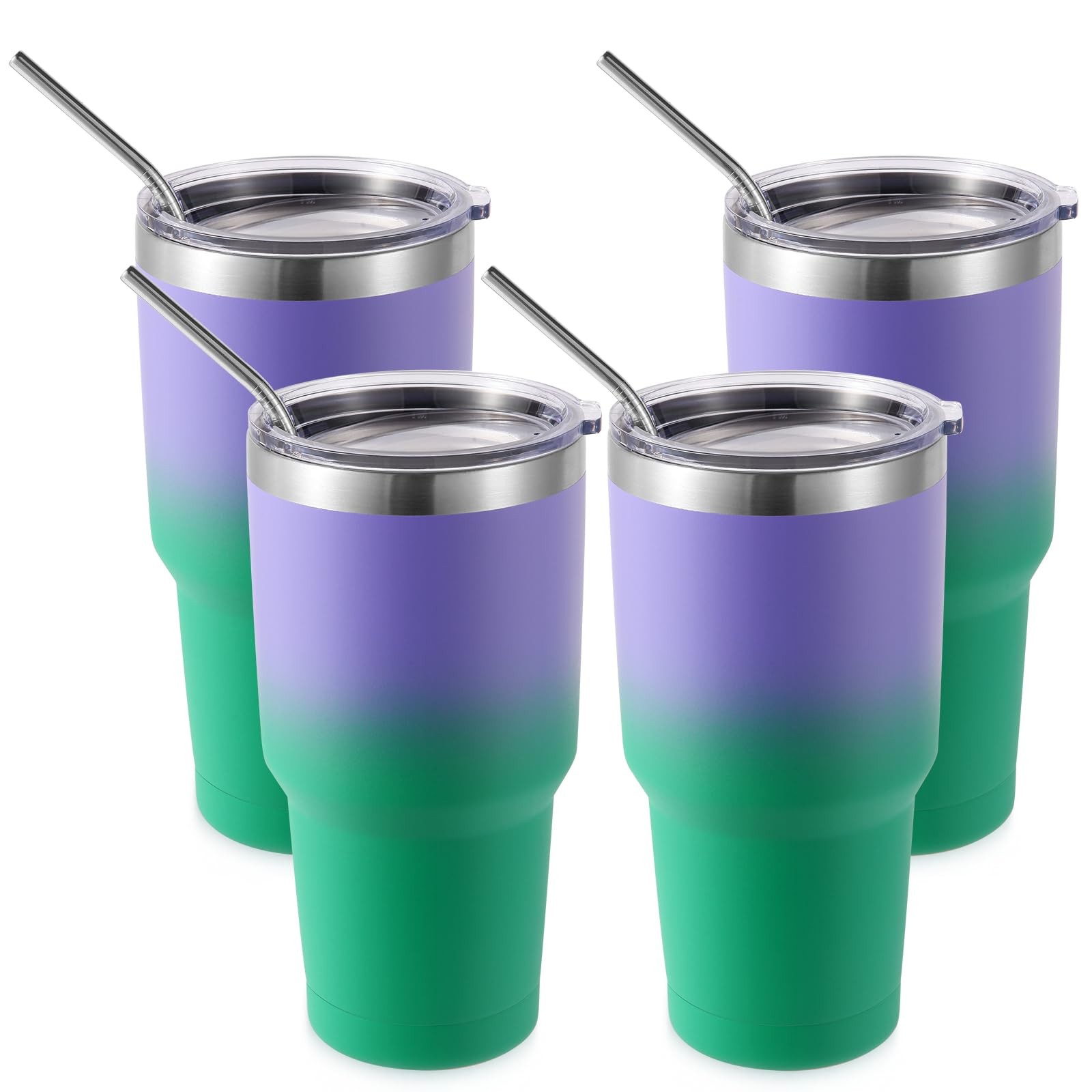 Volhoply 30oz Insulated Tumbler with Lid and Straw, Double Wall Inner & Outer 30