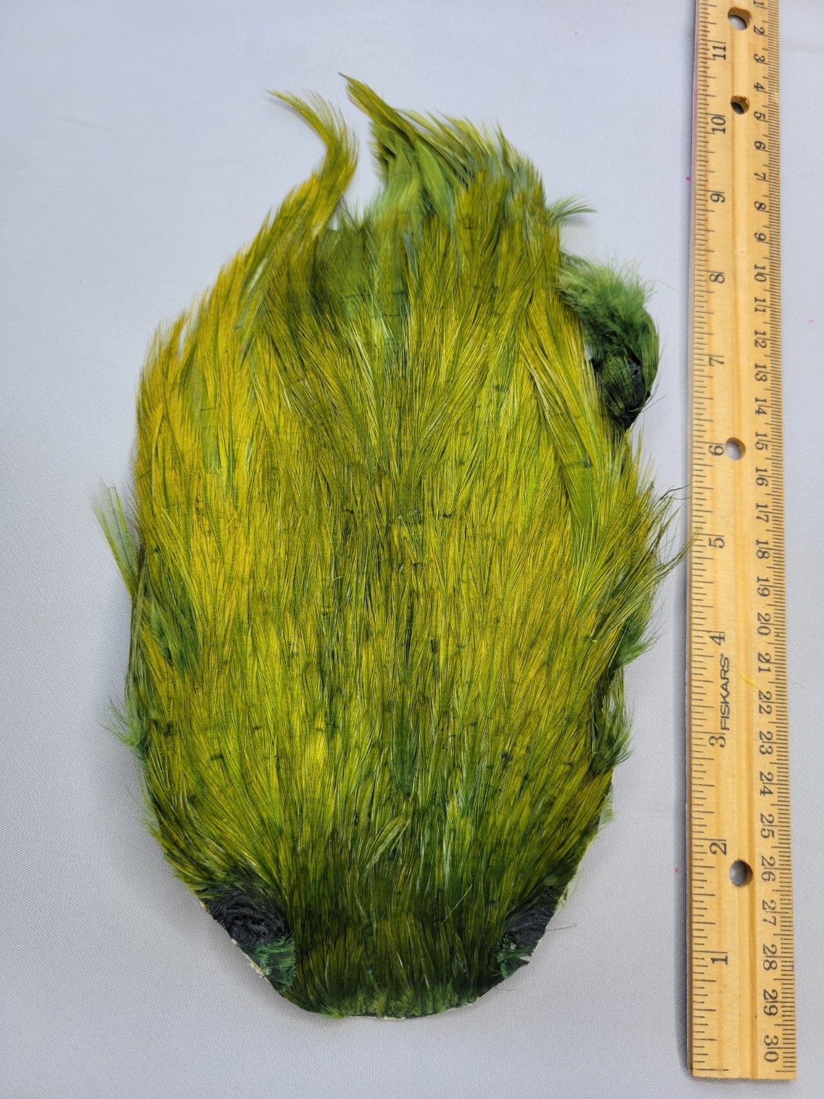 Lot 74,  Top Quality  DARK OLIVE  India Rooster Streamer Neck Cape Feathers