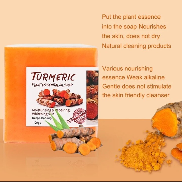 3 Bars Tumeric Soap Acne Dark Spots Removal Skin Whitening Body Bleaching Soap