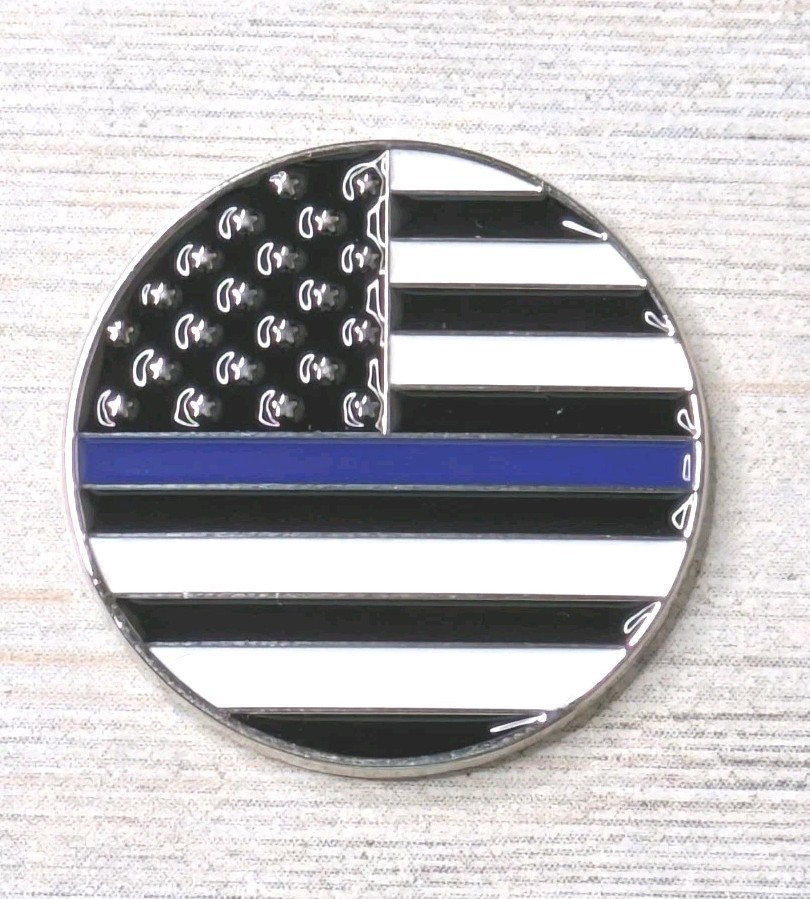 Thin Blue Line US Flag Golf Ball Marker Coin Gift Police Magnetic 1"