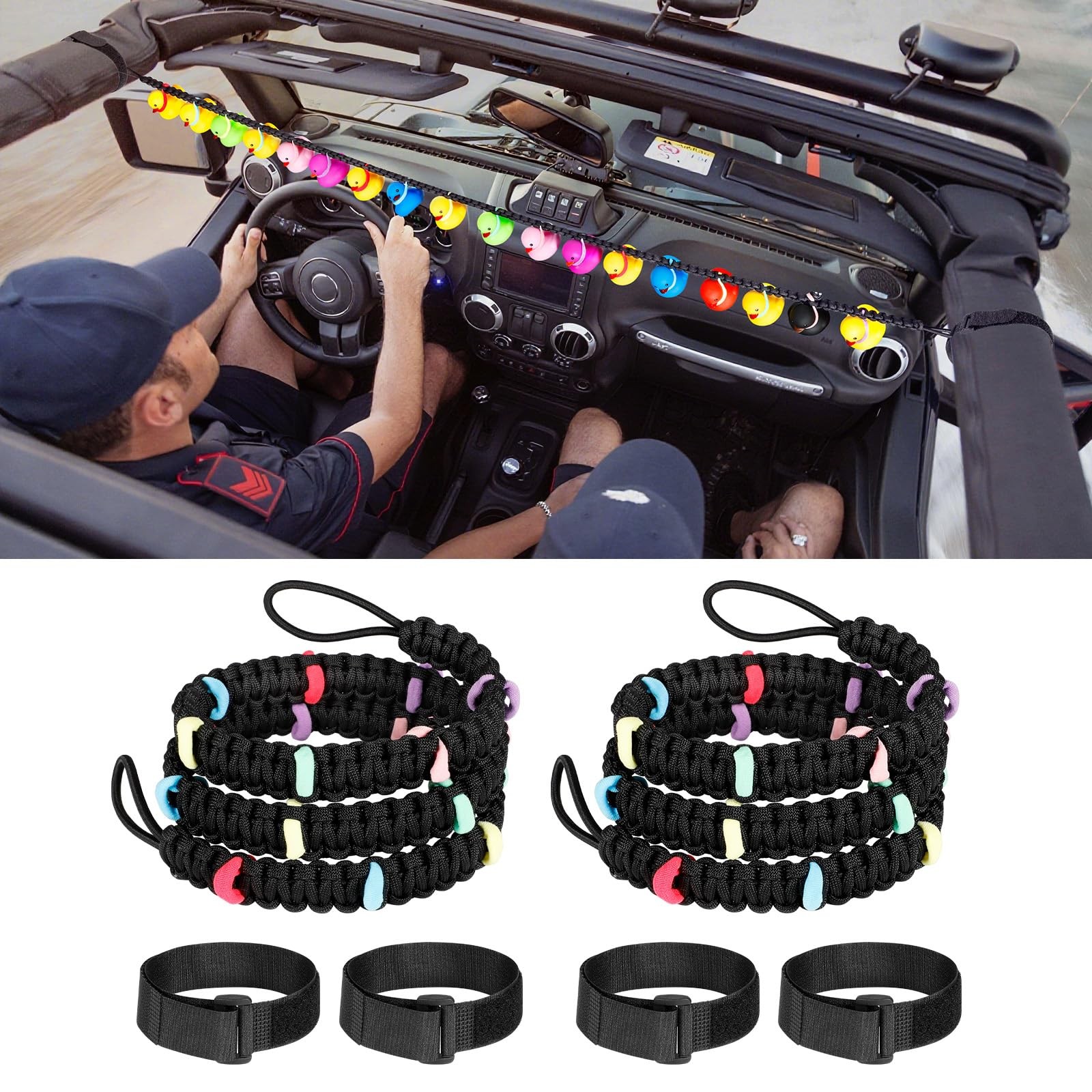 1797 2 Pack Duck Holder for Jeep Ducks Display Elastic Rope Paracord Hook and...