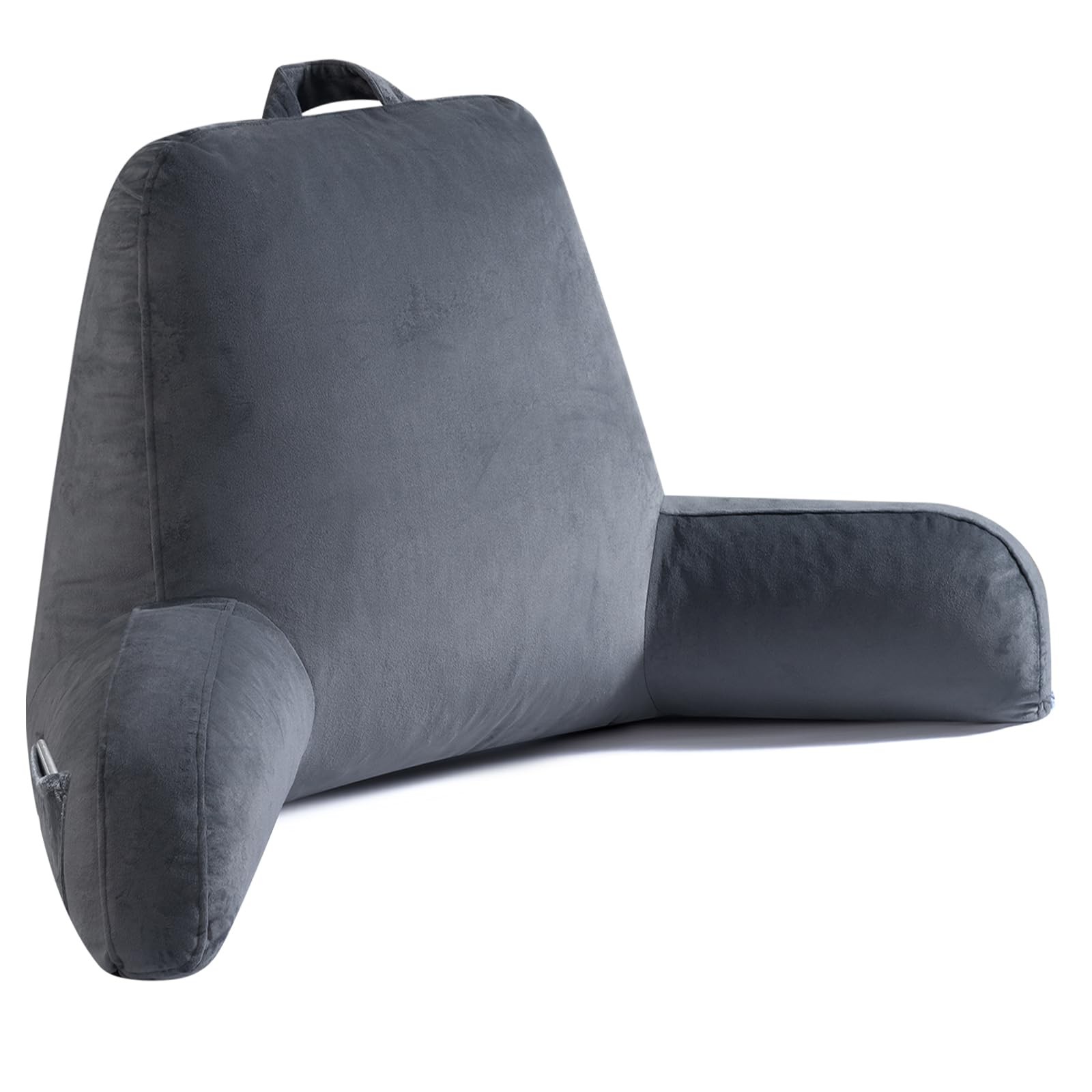 OAISZ Reading Pillow for Sitting in Bed with Shredded Memory Foam, Grey