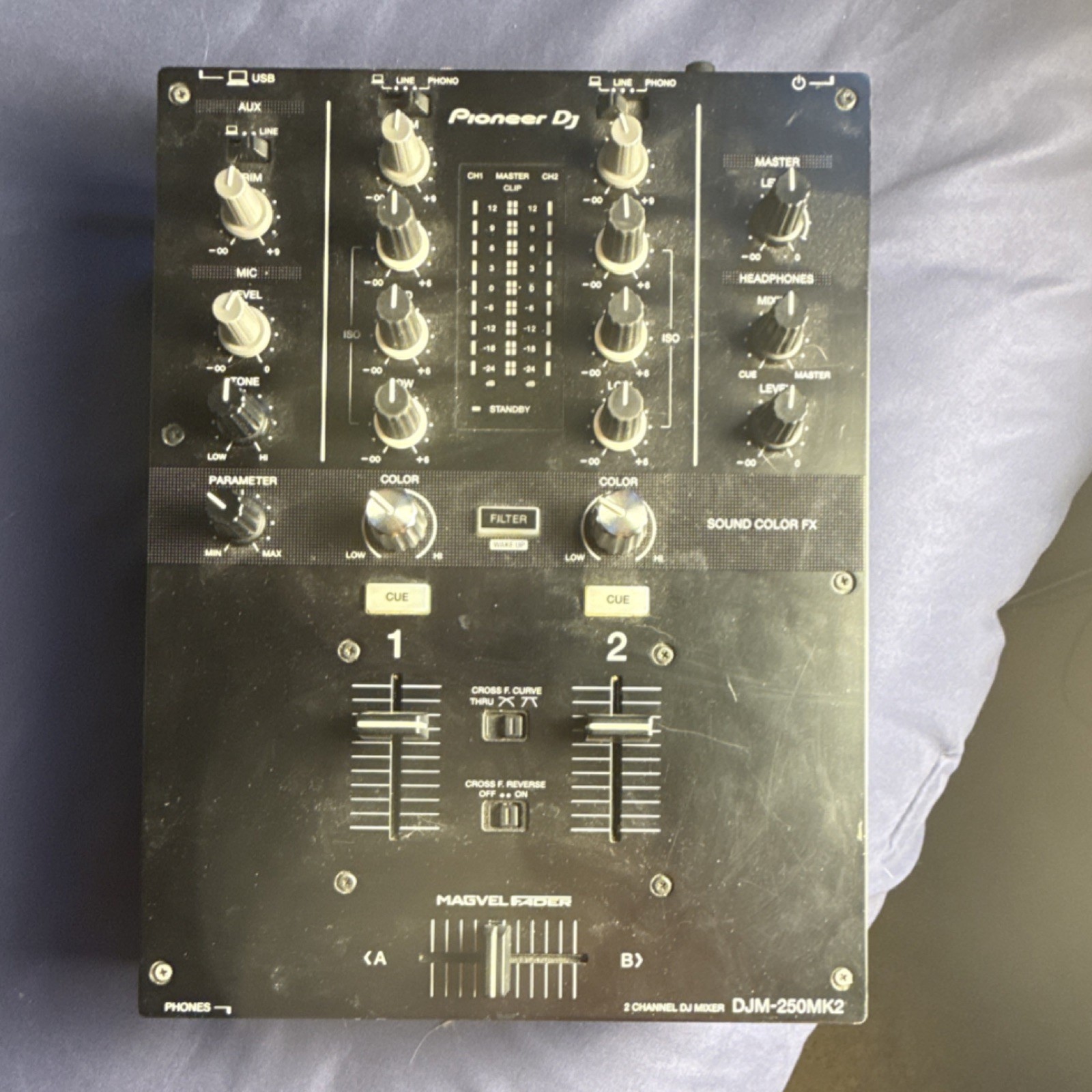 Pioneer DJ DJM-250MK2 2-Channel DJ Mixer Black, 3-Band EQ, Filter, USB Out