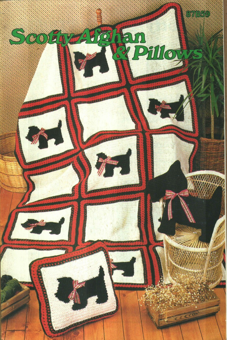 NEW SCOTTY AFGHAN & PILLOWS HOME DECOR ANNIE'S DIGEST SIZE CROCHET PATTERN BOOK