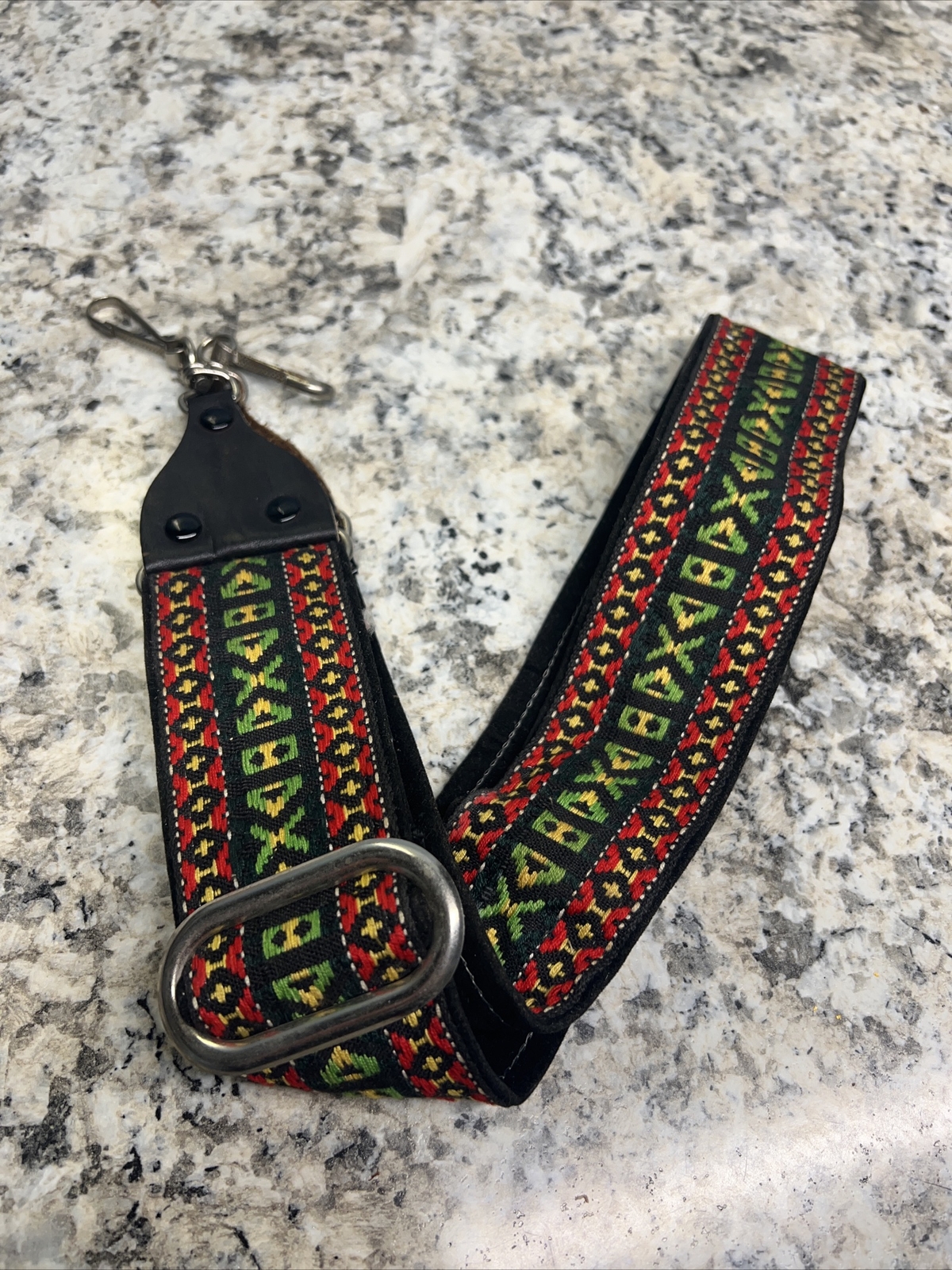 VINTAGE 1980'S CAMERA STRAP - Green Red & YELLOW Hong Kong