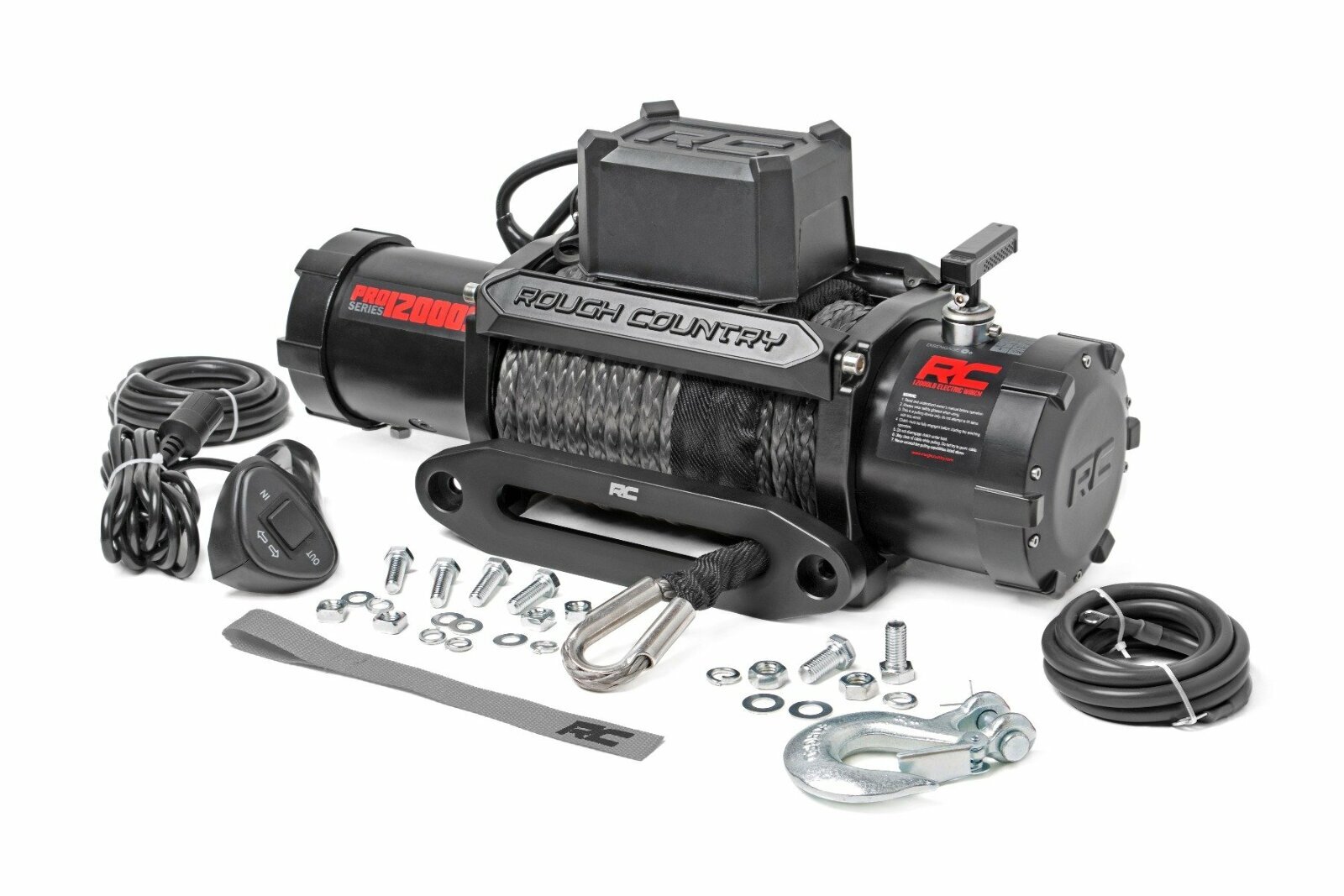 Rough Country 12000lb Pro Series Electric Winch | Synthetic Rope PRO12000S
