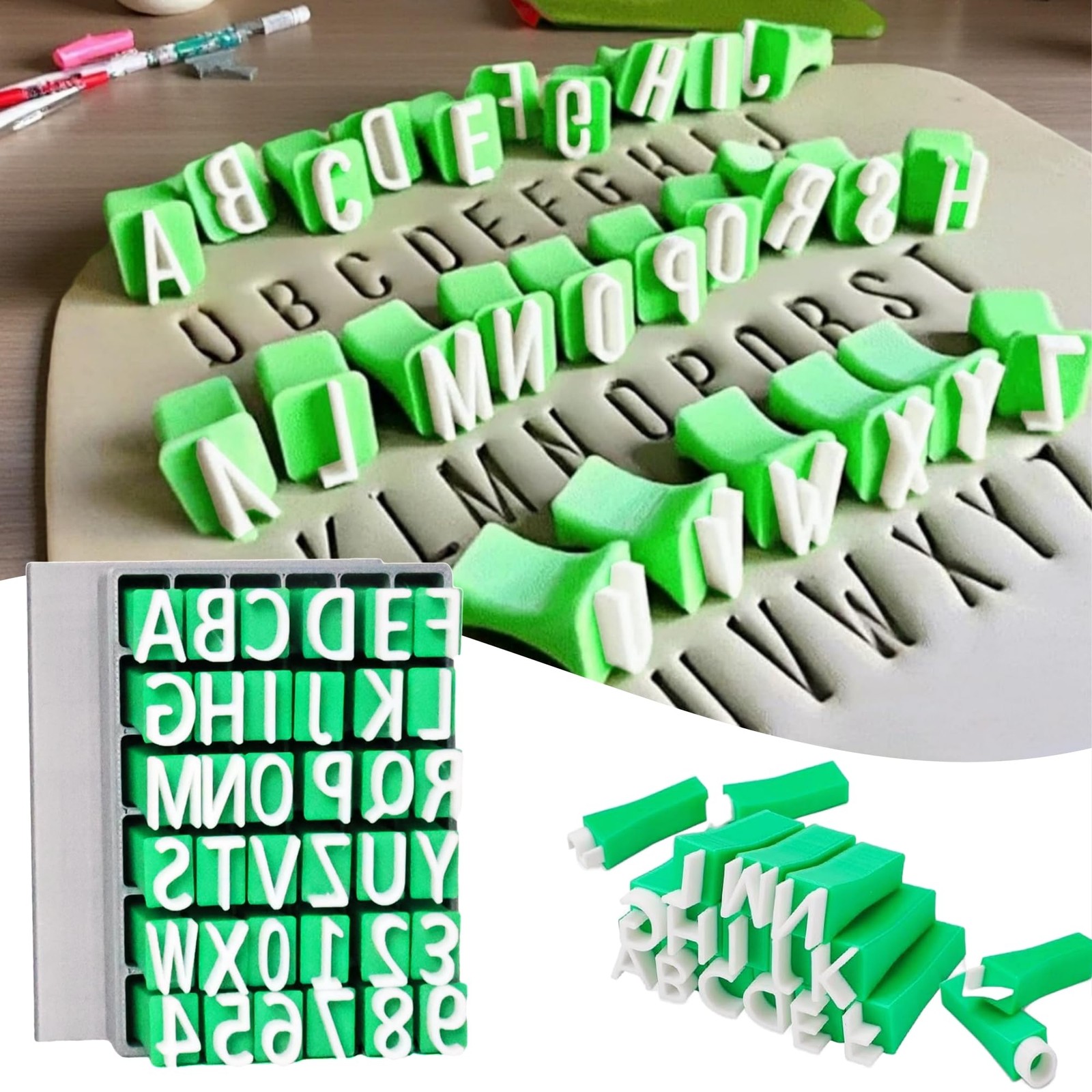 Alphabet Stamps Set for Clay Pottery - 1/2 inch, Uppercase & Numbers