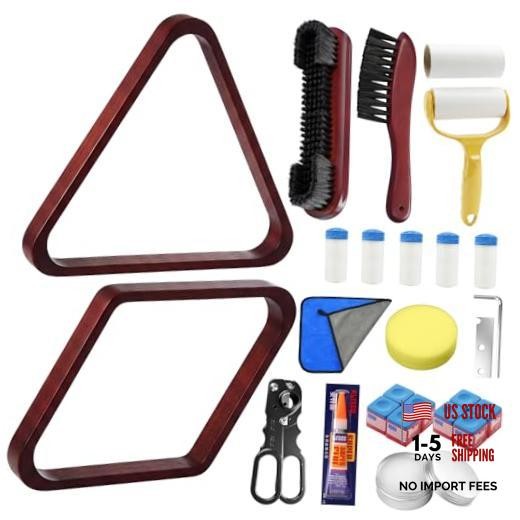 23 PCS Pool Table Brush Set Accessories, Wooden Billiard Triangle & Diamond