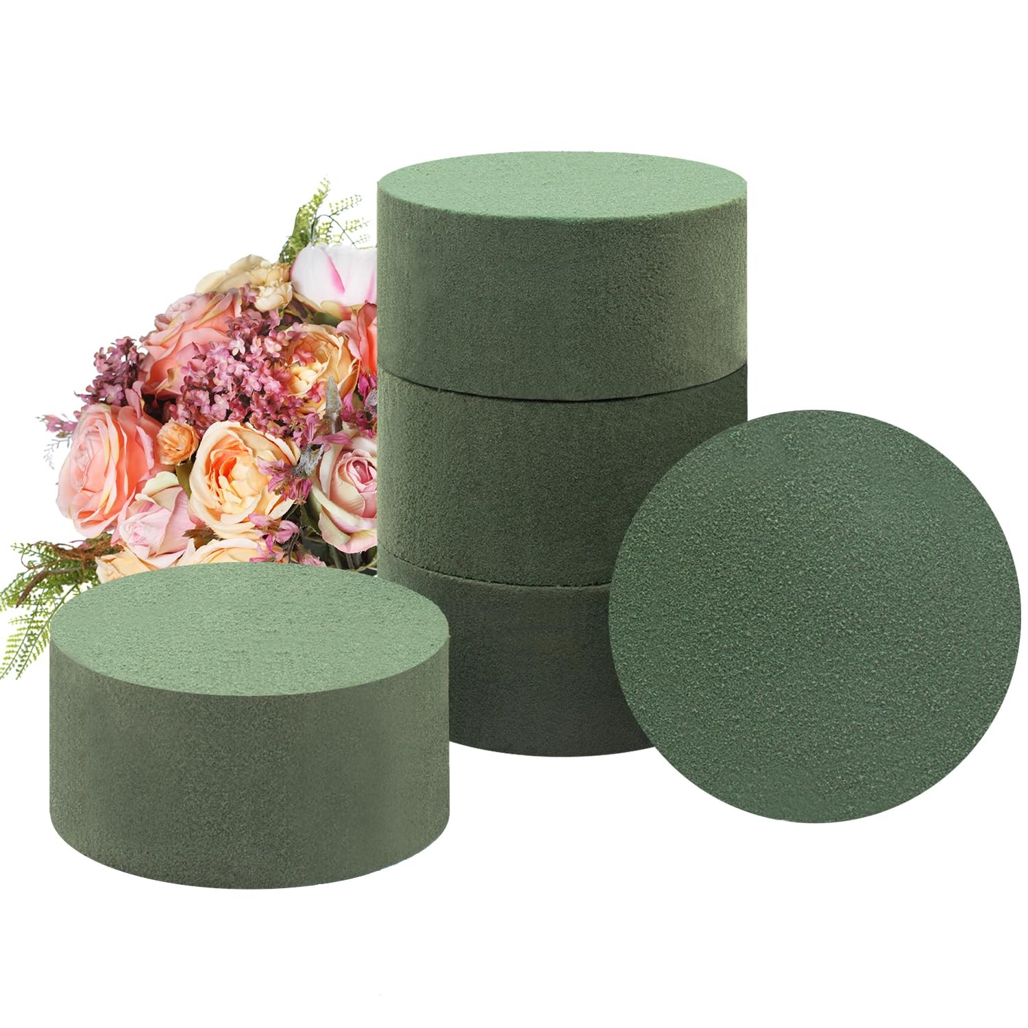 Floral Foam5 Pcs Green Round Wet & Dry Floral Foam Blocks Florist Plant Foam ...
